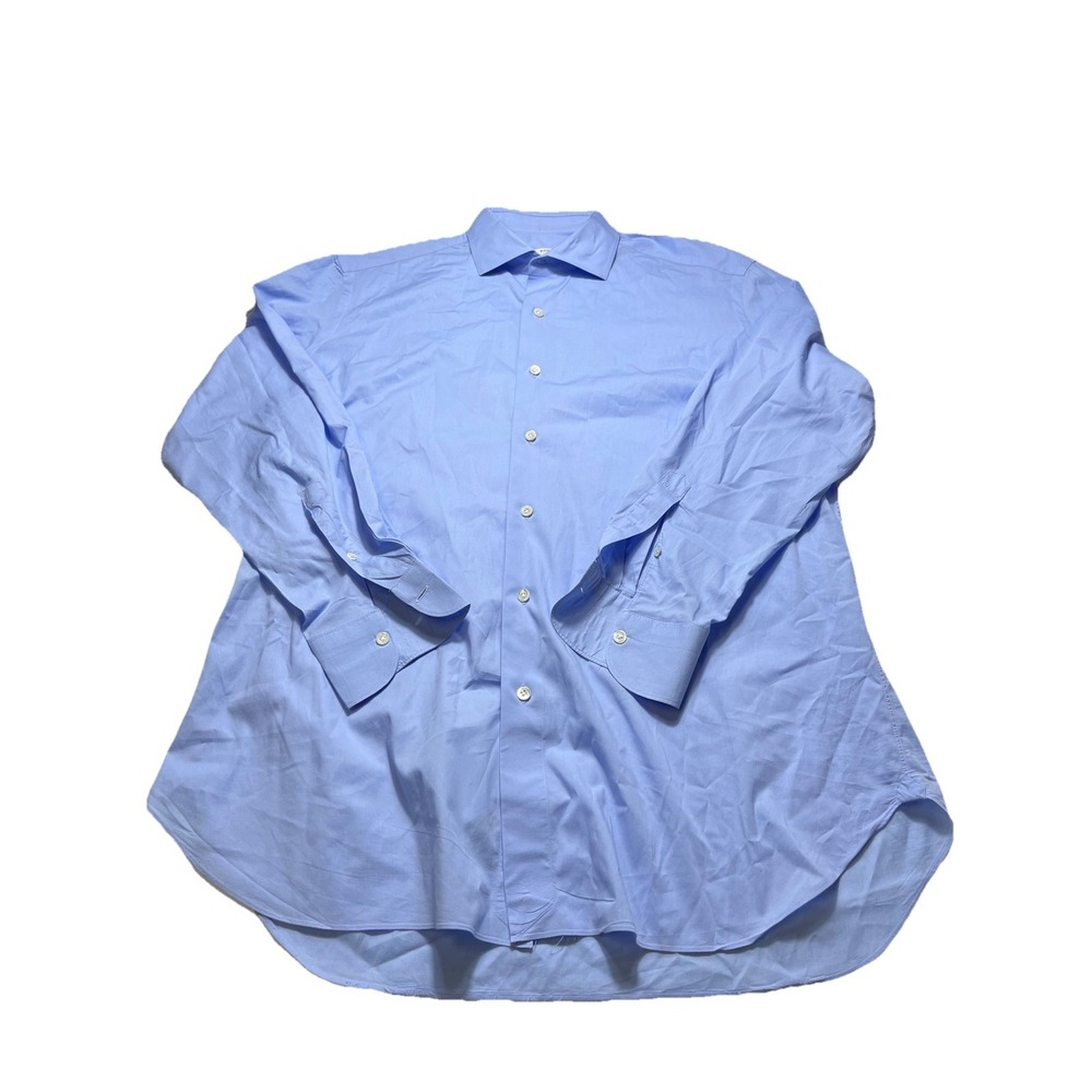 Boglioli Milano Mens XL Blue Dress Shirt Made In Italy Luxury Cotton Button‎ Up